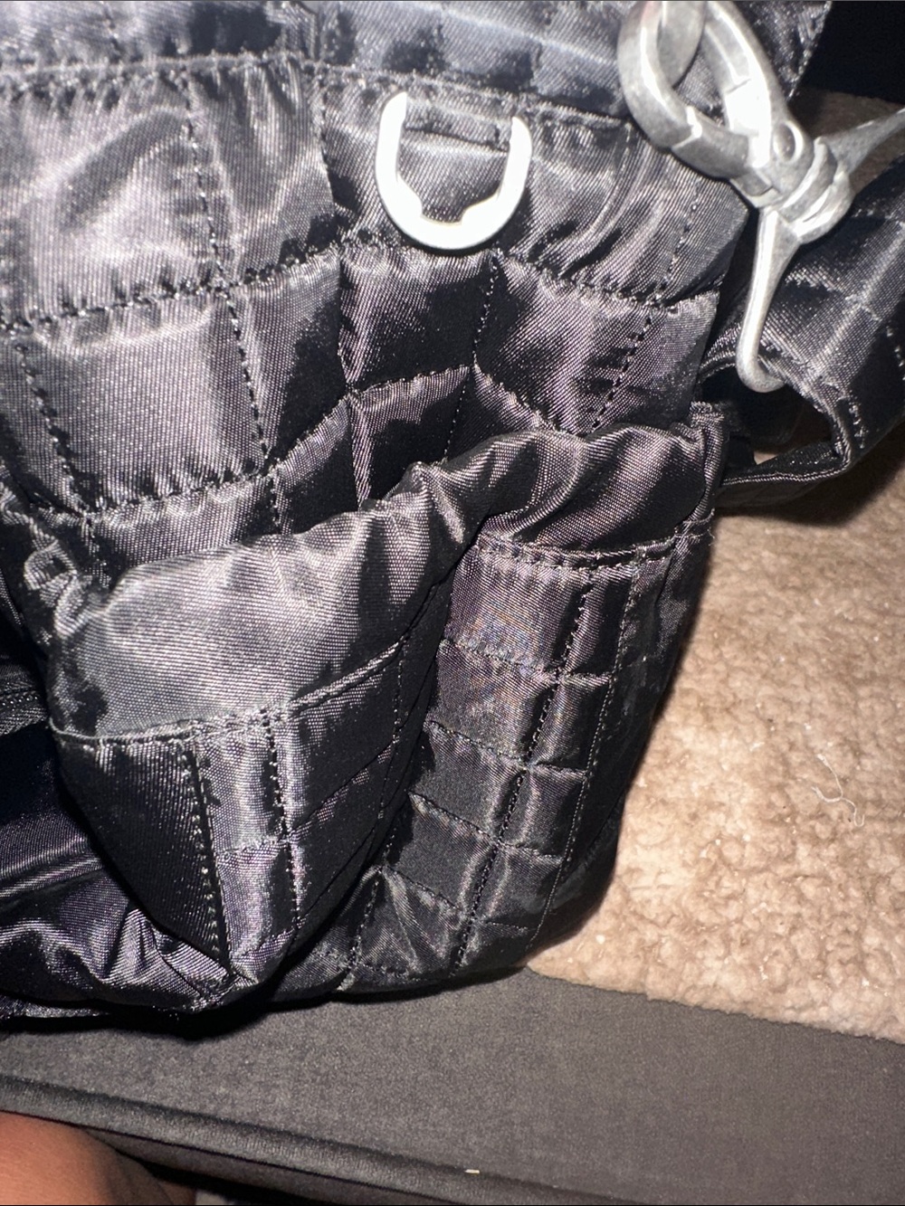 LUG PUDDLEJUMPER- Black Quilted Nylon Shoulder Tote with Multiple Pockets - Picture 6 of 15